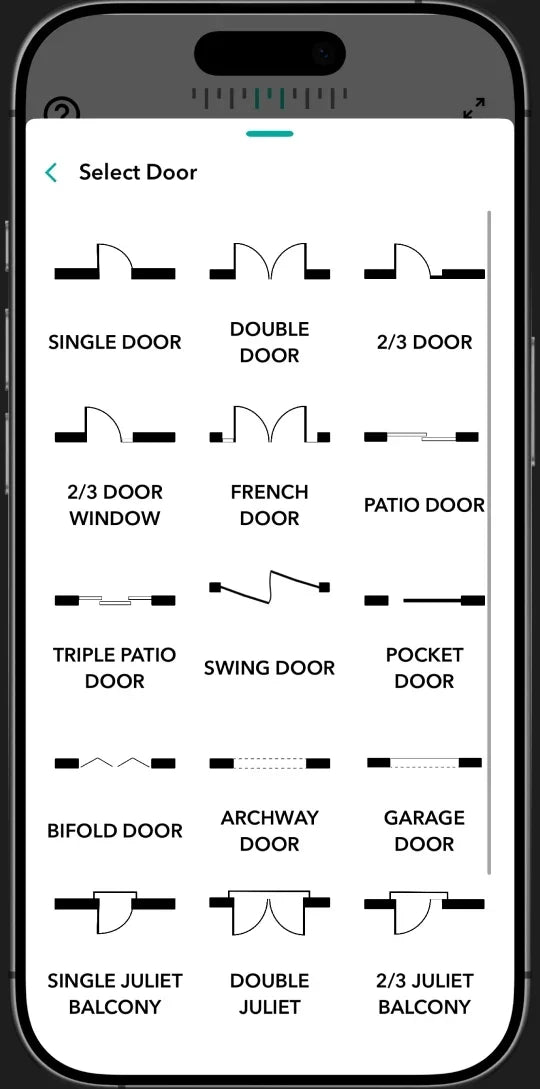 App Moasure: scegliere un tipo di porta o finestra